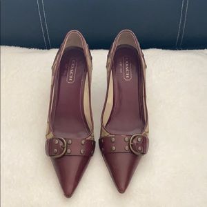 Coach pumps. Maroon red with buckle. Size 6.5